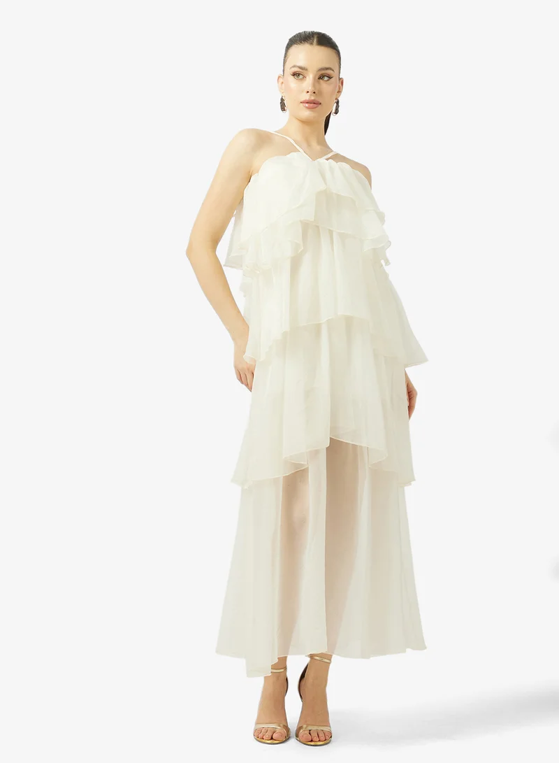 Ginger Boutique Off Shoulder Frill Detail Maxi Dress